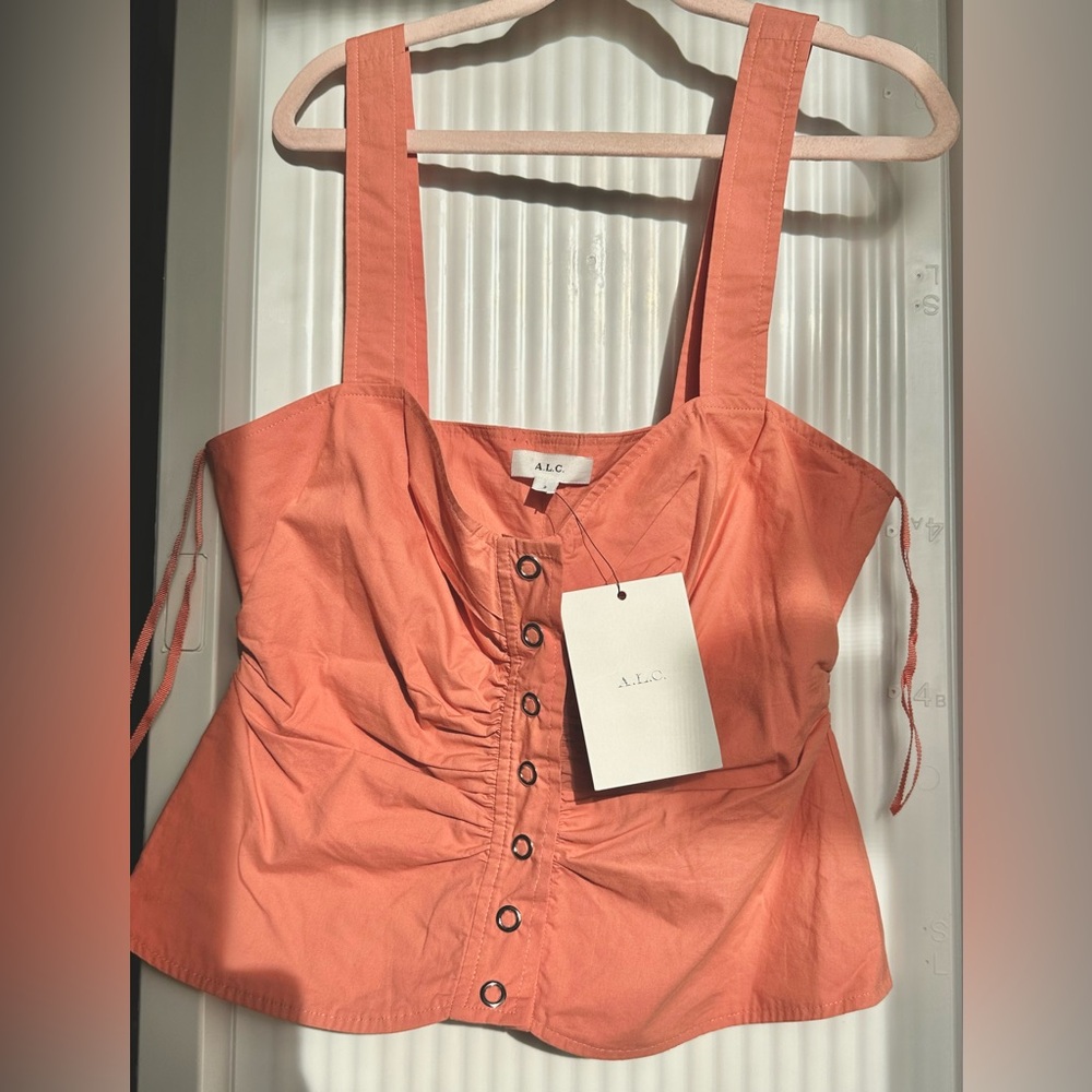 A.L.C. Lilah Ruched Button-Front Top